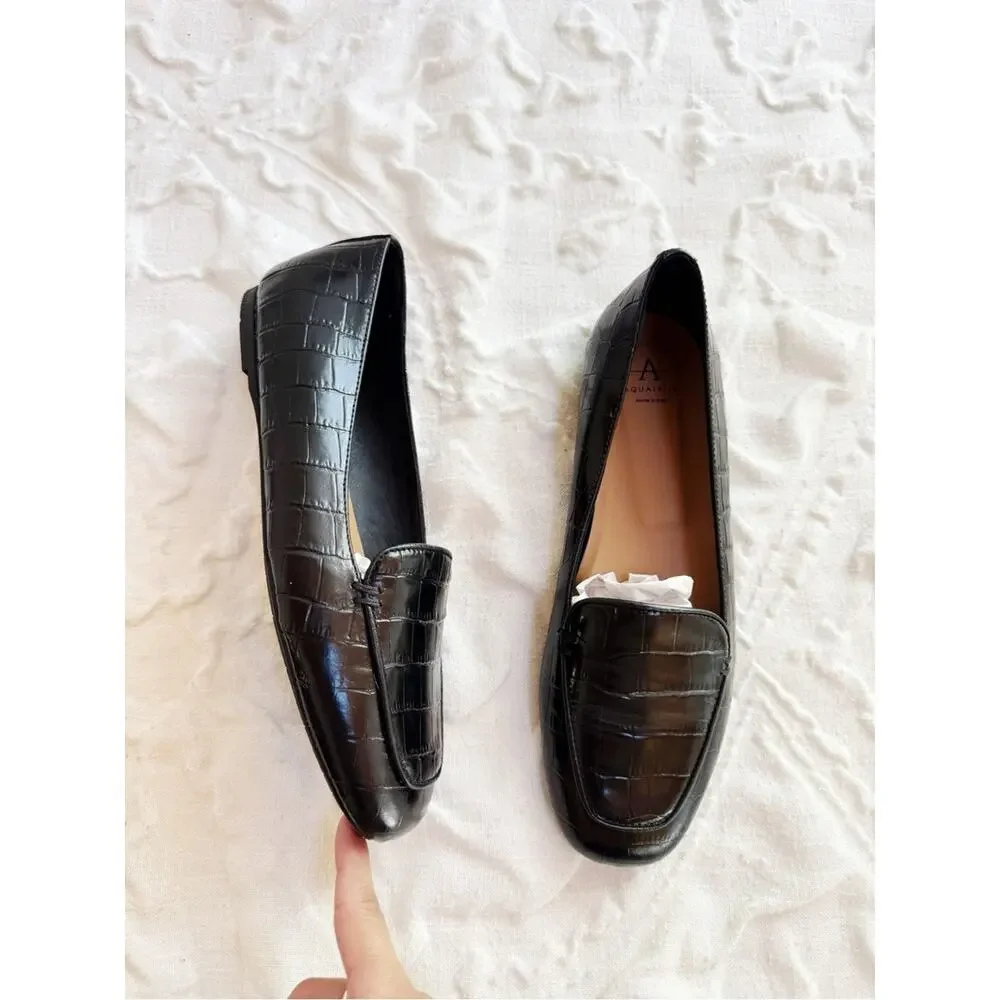 Aquatalia Judie Luxe Croc Embossed Flat Size 7.5 New